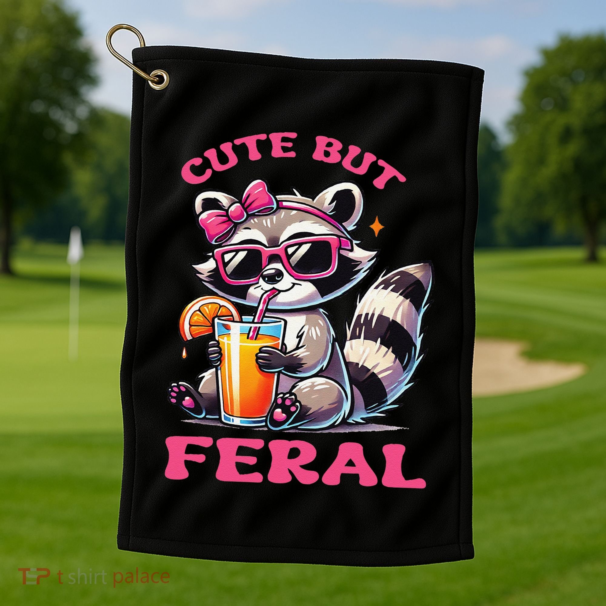 Cute But Feral Raccoon Gift Golf Towel