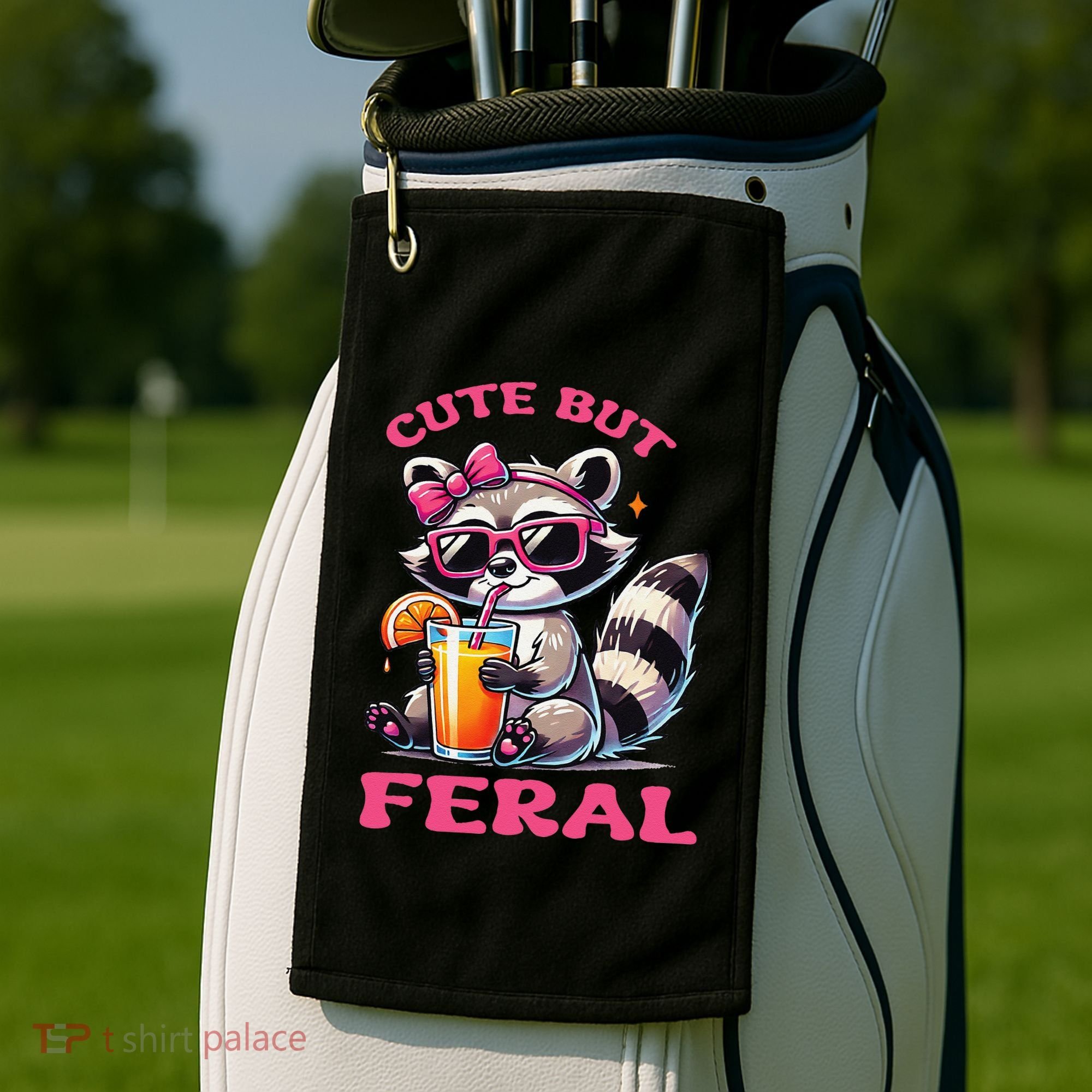 Cute But Feral Raccoon Gift Golf Towel