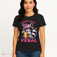 Cute But Feral Raccoon Gift Women's T-Shirt thumb 4