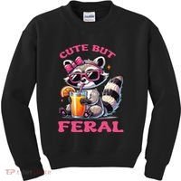 Cute But Feral Raccoon Gift Kids Sweatshirt thumb 0