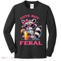 Cute But Feral Raccoon Gift Kids Long Sleeve Shirt thumb 0