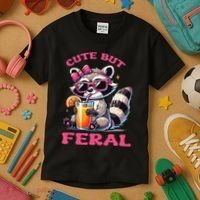 Cute But Feral Raccoon Gift Kids T-Shirt thumb 3