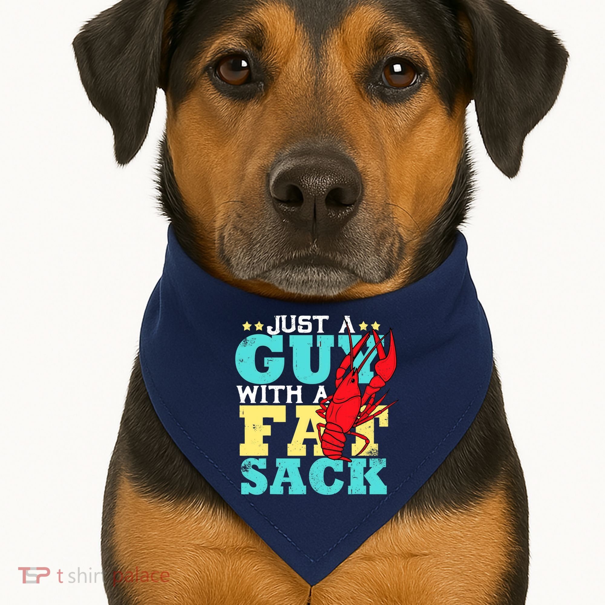 Crawfish Boil Funny Just A Guy With A Fat Sack Crawfish USA-Made Doggie Bandana