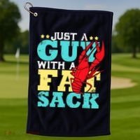 Crawfish Boil Funny Just A Guy With A Fat Sack Crawfish Golf Towel thumb 1