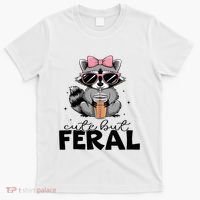 Cute But Feral Funny Colorful Racoon With Sunglasses Racoon T-Shirt thumb 0