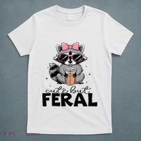 Cute But Feral Funny Colorful Racoon With Sunglasses Racoon T-Shirt thumb 5