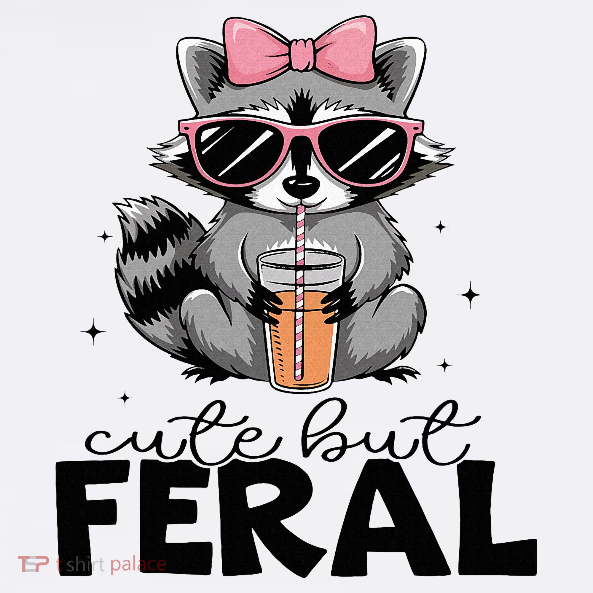 Cute But Feral Funny Colorful Racoon With Sunglasses Racoon T-Shirt
