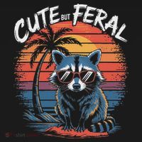 Cute But Feral Funny Colorful Racoon With Sunglasses Raccoon T-Shirt thumb 7