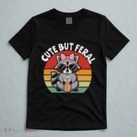 Cute But Feral Funny Colorful Racoon With Sunglasses Racoon T-Shirt thumb 5