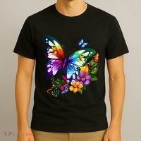 Colorful Butterfly Floral T-Shirt thumb 3
