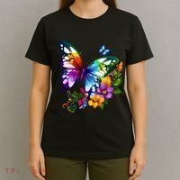 Colorful Butterfly Floral T-Shirt thumb 4
