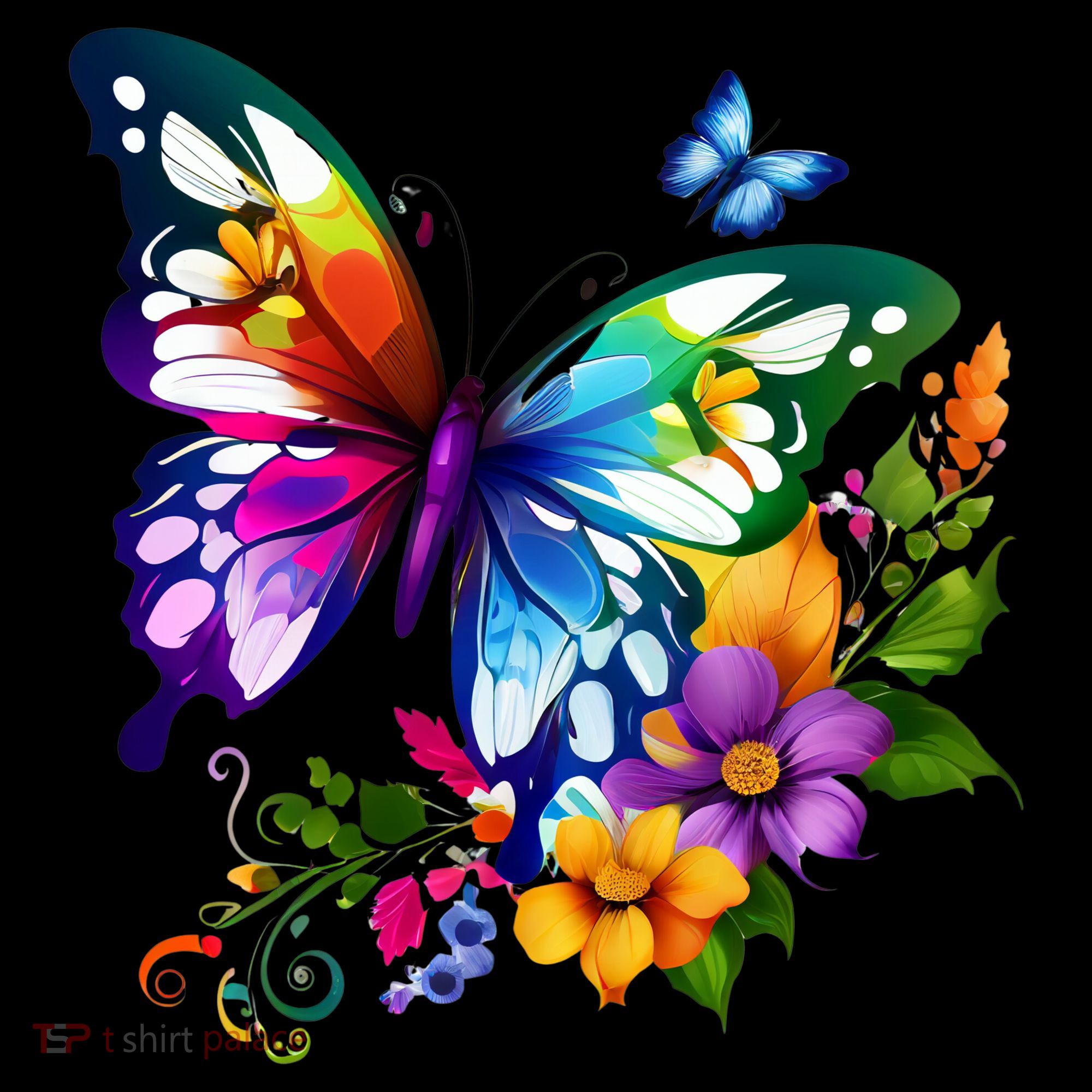 Colorful Butterfly Floral T-Shirt