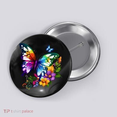 Colorful Butterfly Floral Button