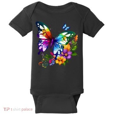 Colorful Butterfly Floral Baby Bodysuit