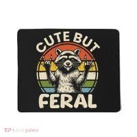 Cute But Feral Funny Raccoon Mousepad thumb 0