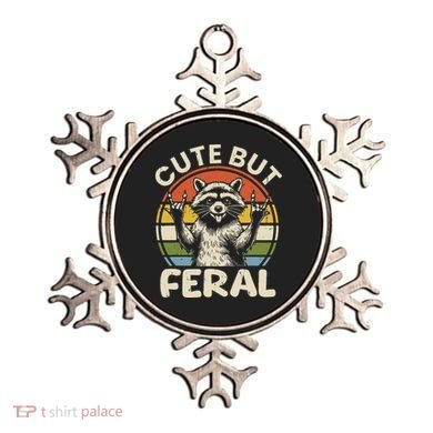 Cute But Feral Funny Raccoon Ornament