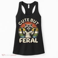 Cute But Feral Funny Raccoon Women's Tank Top thumb 0