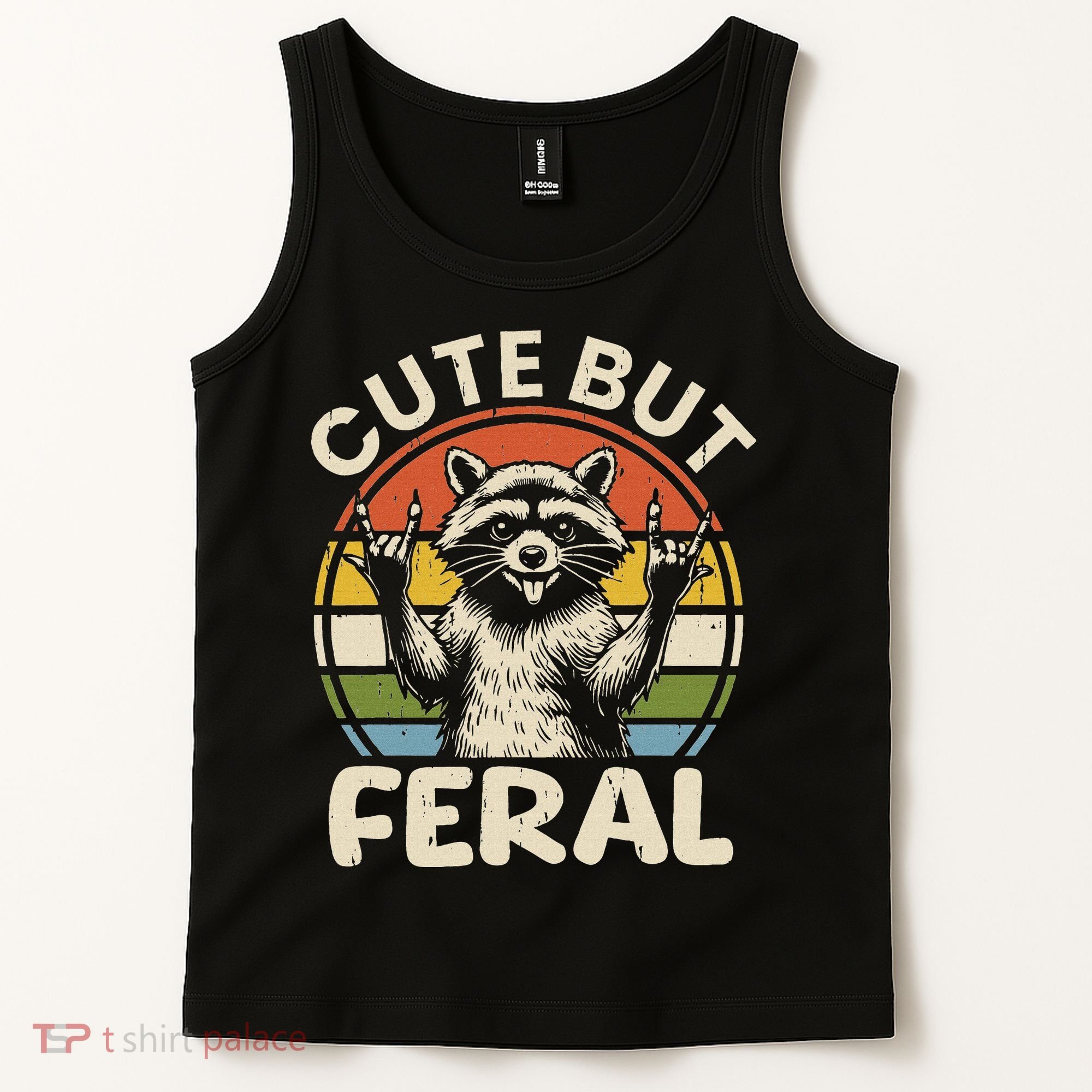 Cute But Feral Funny Raccoon Tank Top