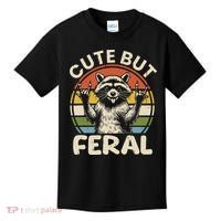 Cute But Feral Funny Raccoon Kids T-Shirt thumb 0