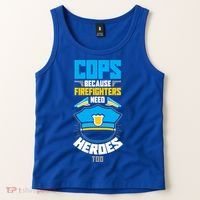 Cops Because Firefighters Need Heroes Too Great Gift Tank Top thumb 2