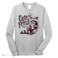 Cute But Feral Funny Raccoon Long Sleeve Shirt thumb 0