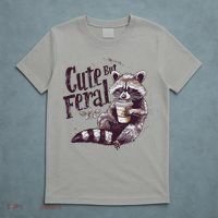 Cute But Feral Funny Raccoon T-Shirt thumb 5