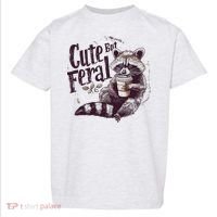 Cute But Feral Funny Raccoon Toddler T-Shirt thumb 0