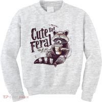 Cute But Feral Funny Raccoon Kids Sweatshirt thumb 0