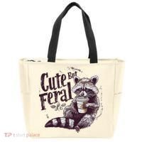Cute But Feral Funny Raccoon Tote Bag thumb 0