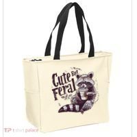 Cute But Feral Funny Raccoon Tote Bag thumb 2