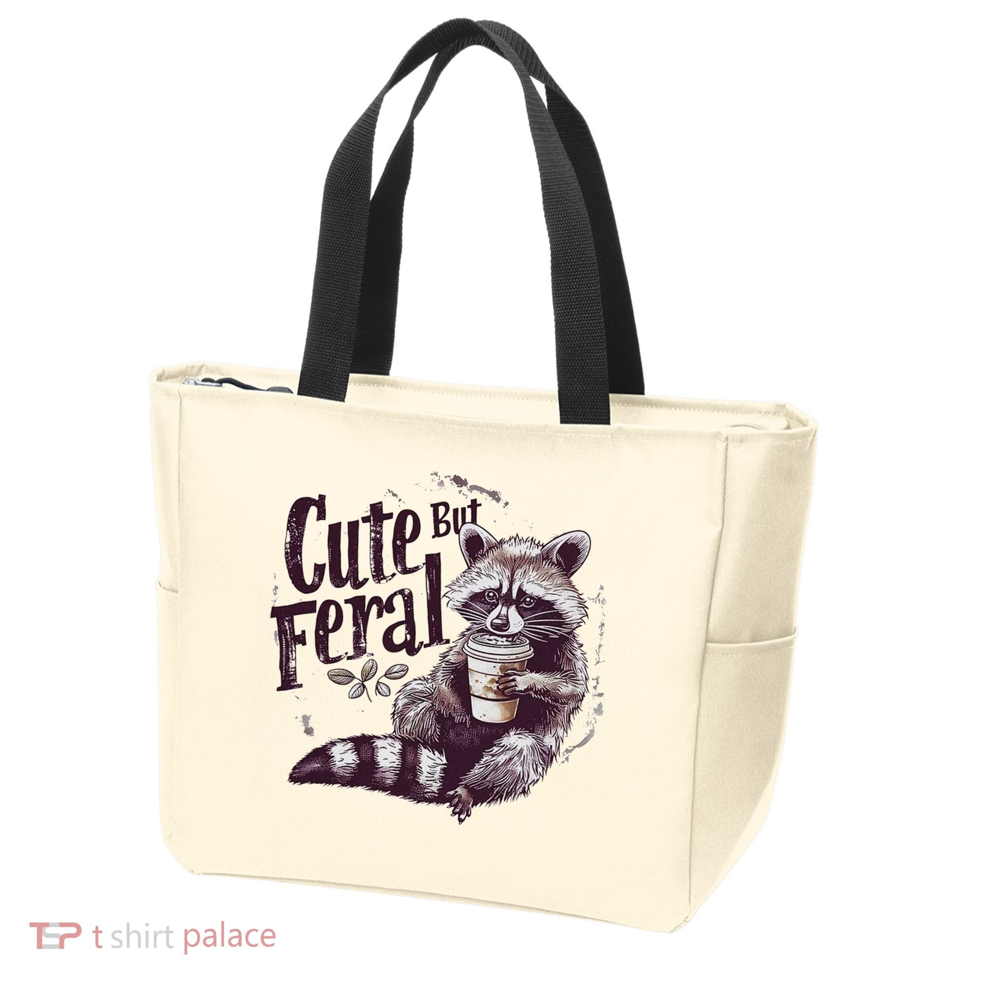 Cute But Feral Funny Raccoon Tote Bag