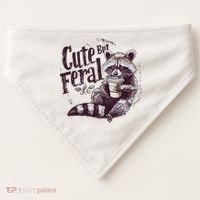 Cute But Feral Funny Raccoon USA-Made Doggie Bandana thumb 0