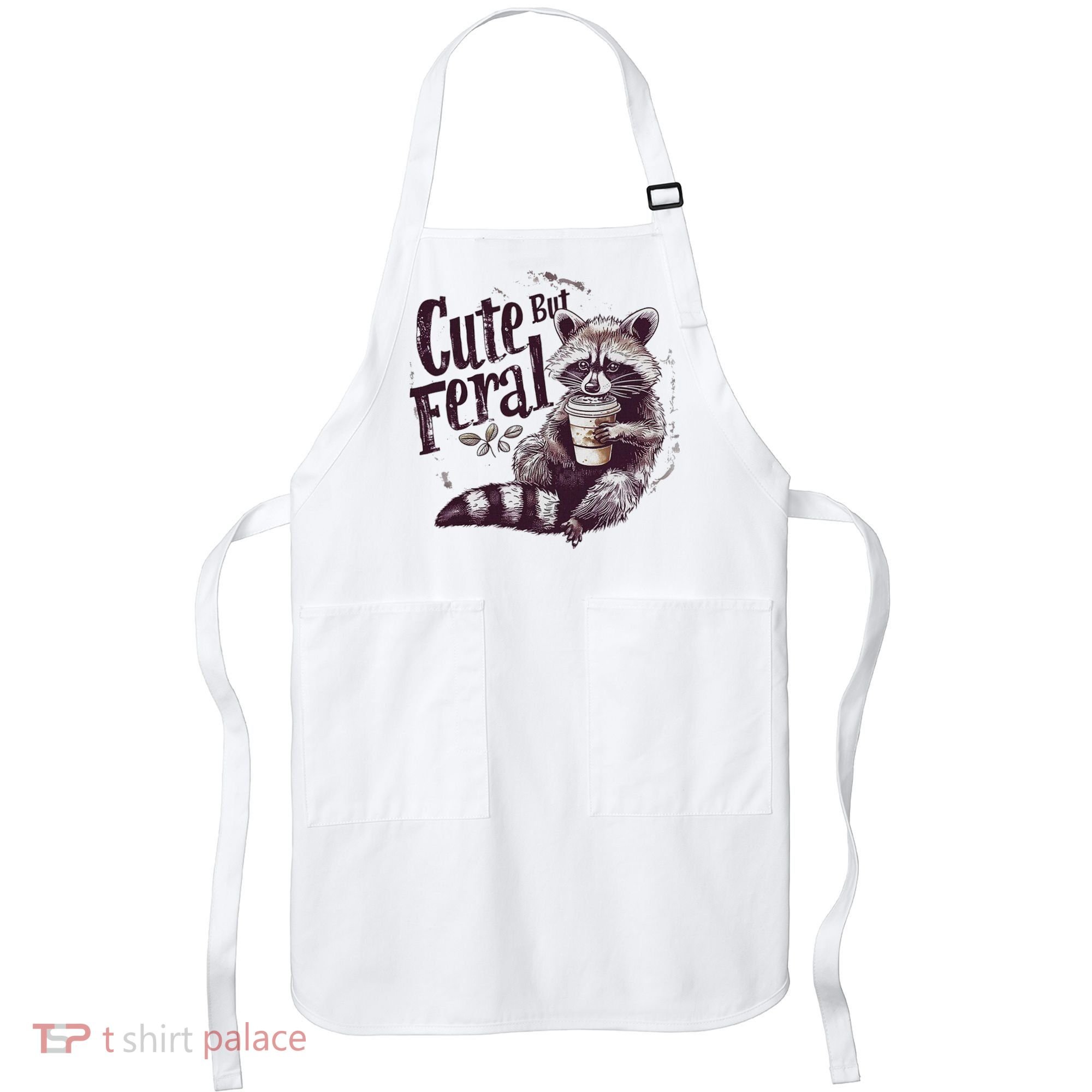Cute But Feral Funny Raccoon Apron