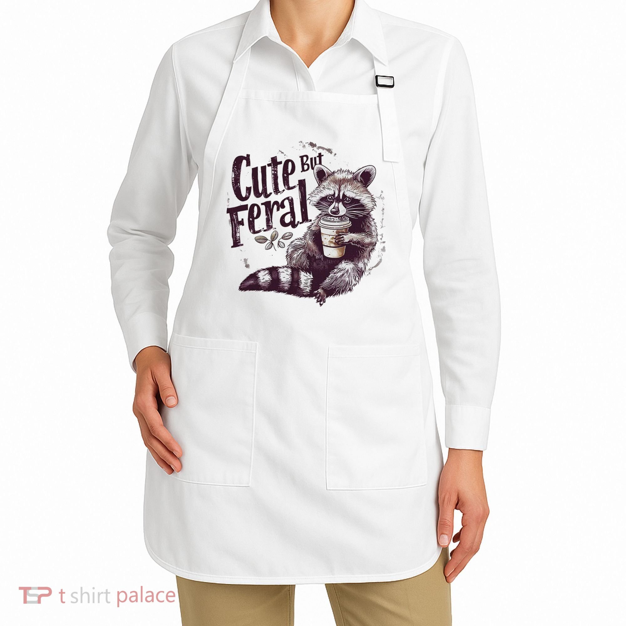 Cute But Feral Funny Raccoon Apron