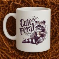 Cute But Feral Funny Raccoon Coffee Mug thumb 2