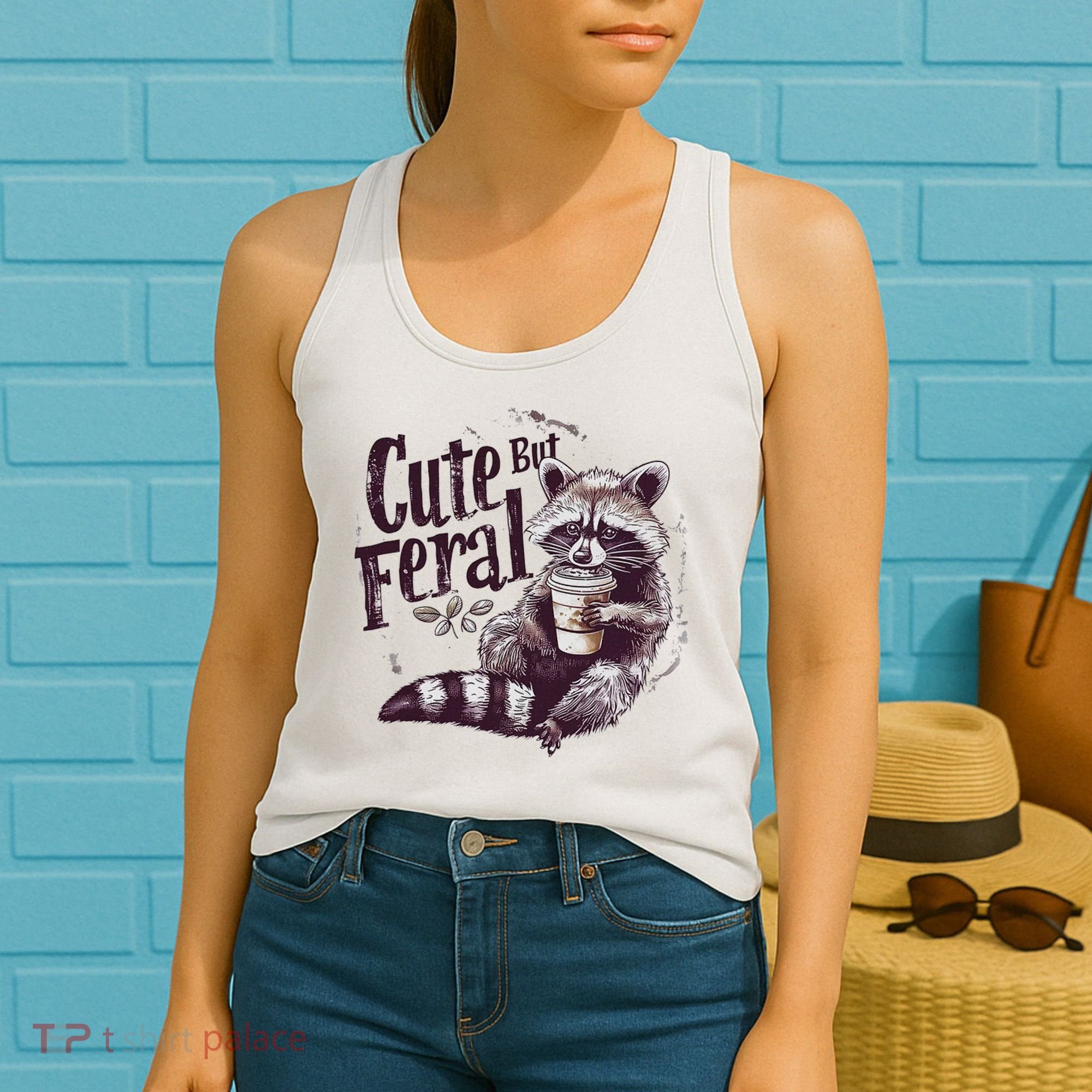 Cute But Feral Funny Raccoon Women's Tank Top