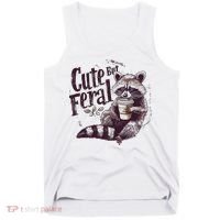 Cute But Feral Funny Raccoon Tank Top thumb 0