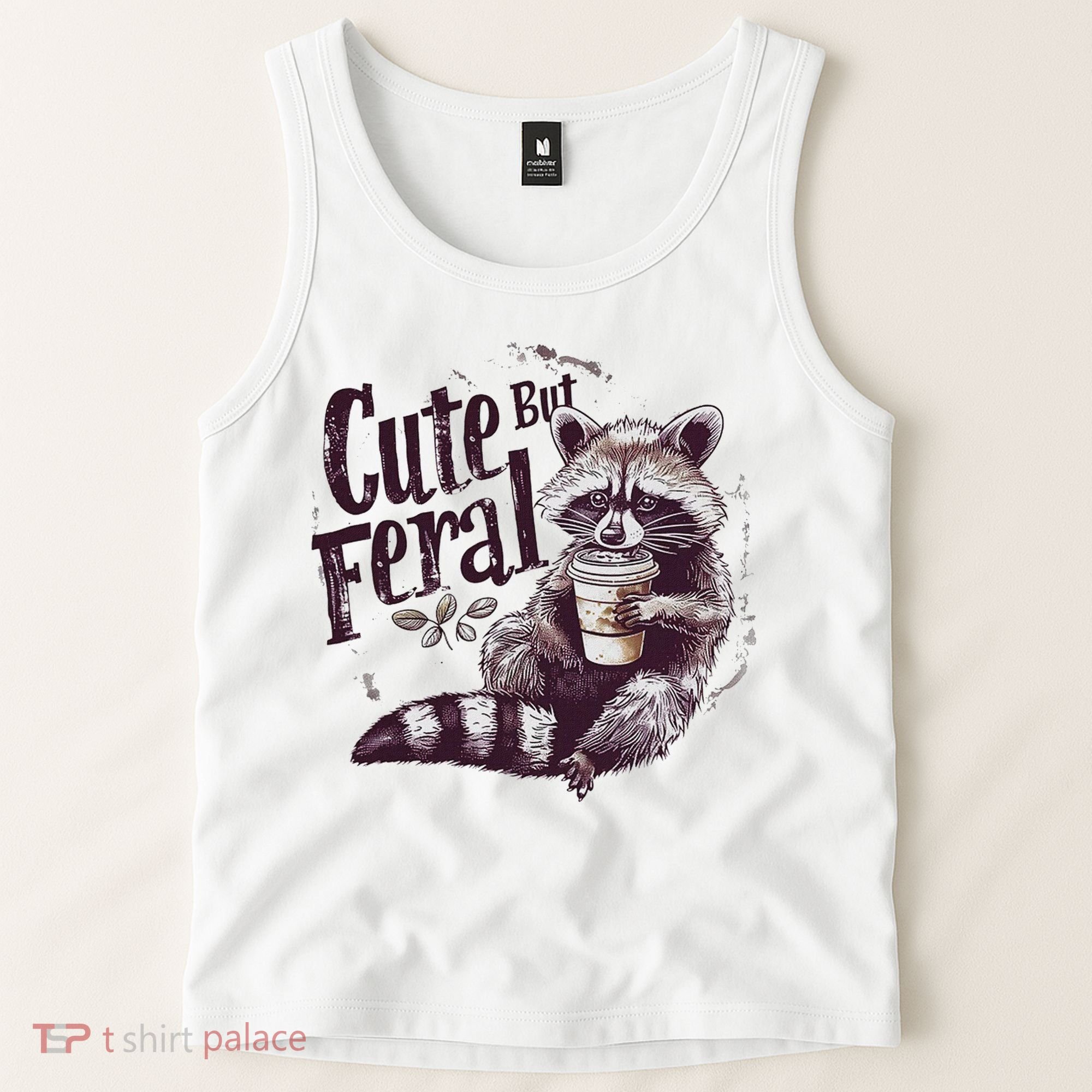 Cute But Feral Funny Raccoon Tank Top