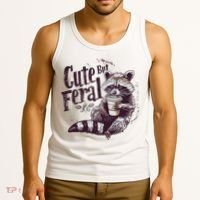 Cute But Feral Funny Raccoon Tank Top thumb 3
