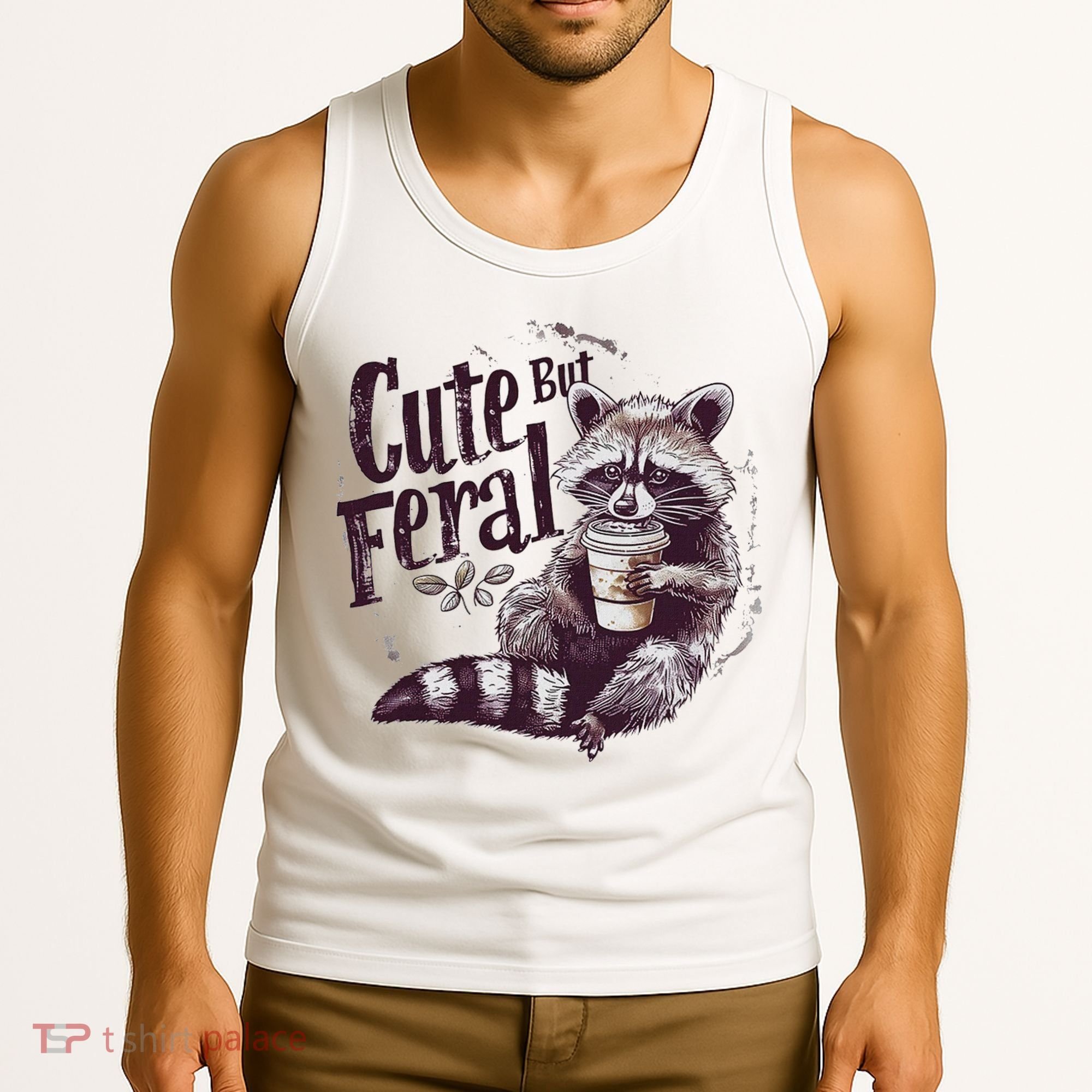 Cute But Feral Funny Raccoon Tank Top