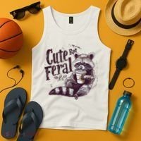 Cute But Feral Funny Raccoon Tank Top thumb 4