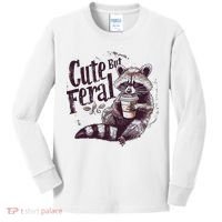 Cute But Feral Funny Raccoon Kids Long Sleeve Shirt thumb 0