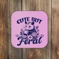 Cute But Feral Possum Outfits Funny Opossum Coaster thumb 0