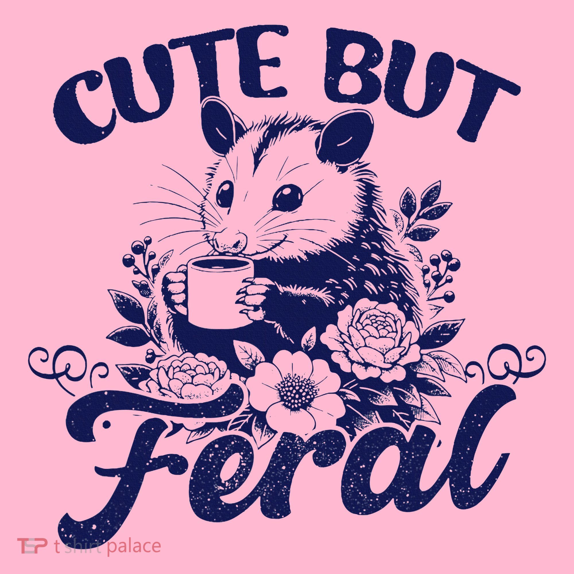 Cute But Feral Possum Outfits Funny Opossum Coaster