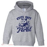 Cute But Feral Possum Outfits Funny Opossum Toddler Hoodie thumb 0