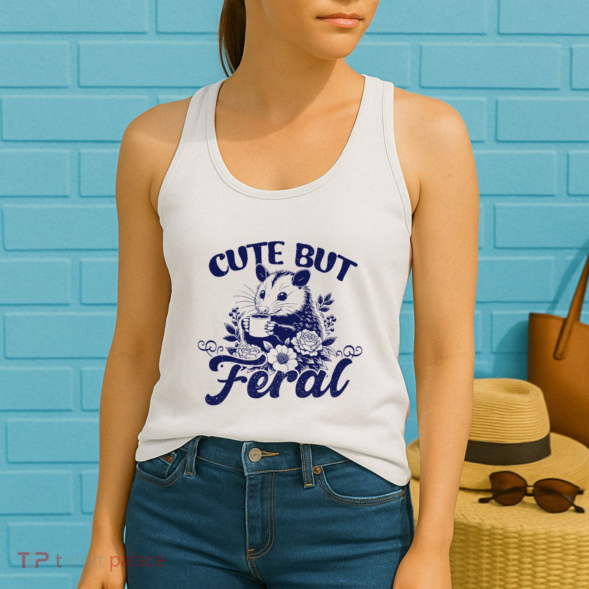 Cute But Feral Possum Outfits Funny Opossum Women's Tank Top