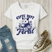 Cute But Feral Possum Outfits Funny Opossum Women's T-Shirt thumb 3
