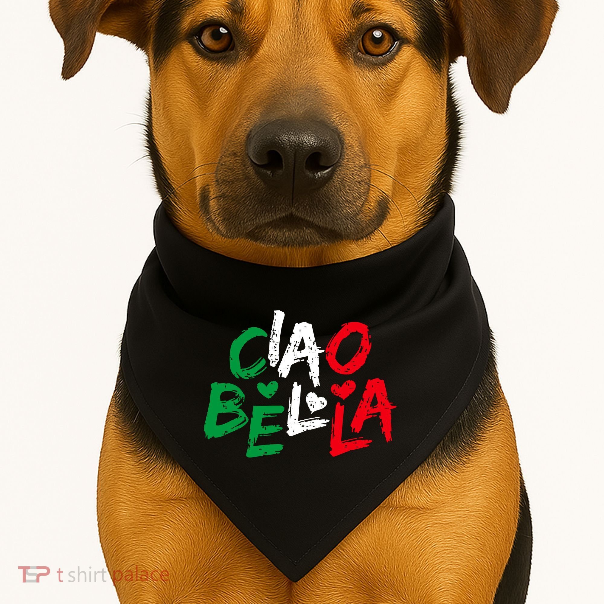 Ciao Bella For Italians Italy Flag USA-Made Doggie Bandana