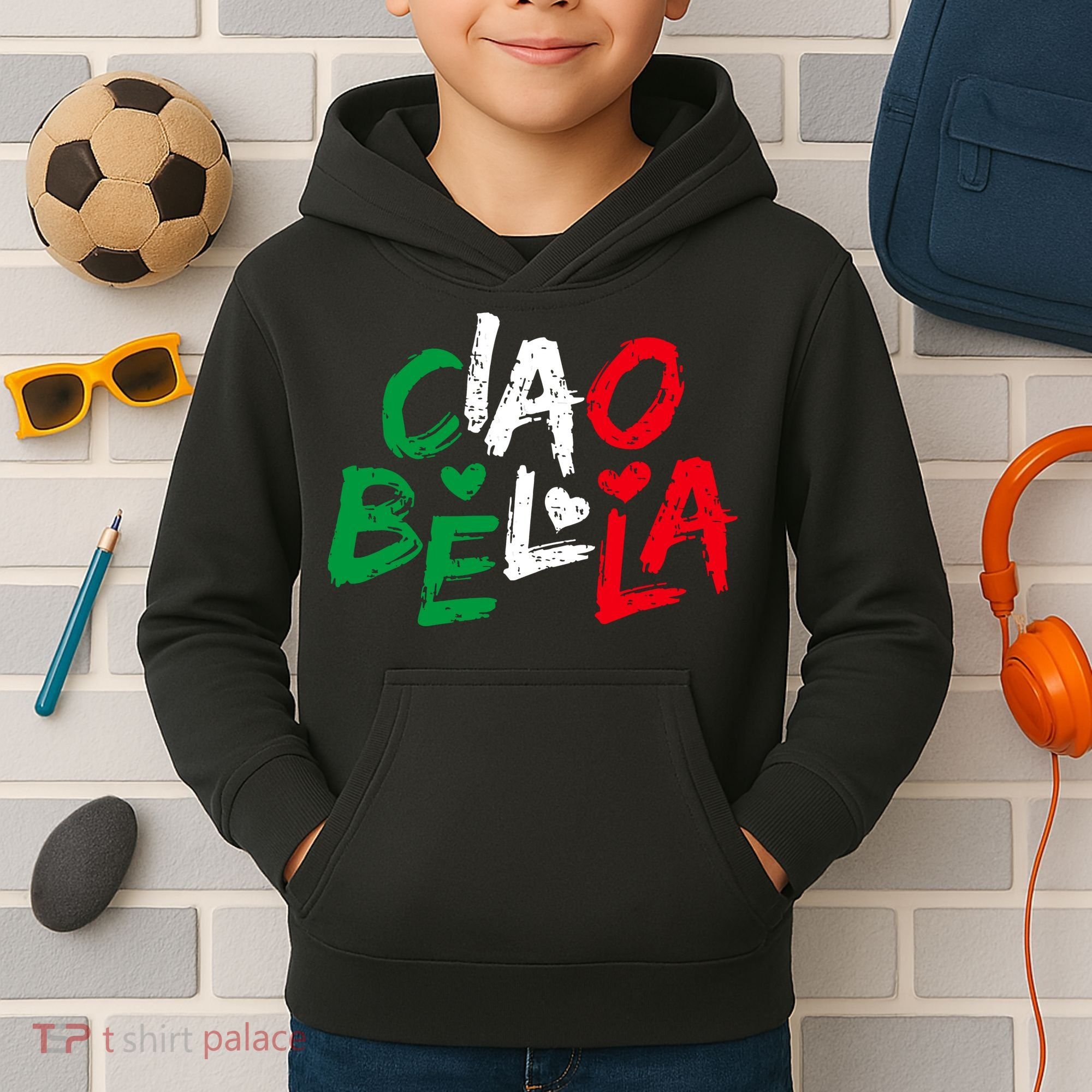 Ciao Bella For Italians Italy Flag Kids Hoodie