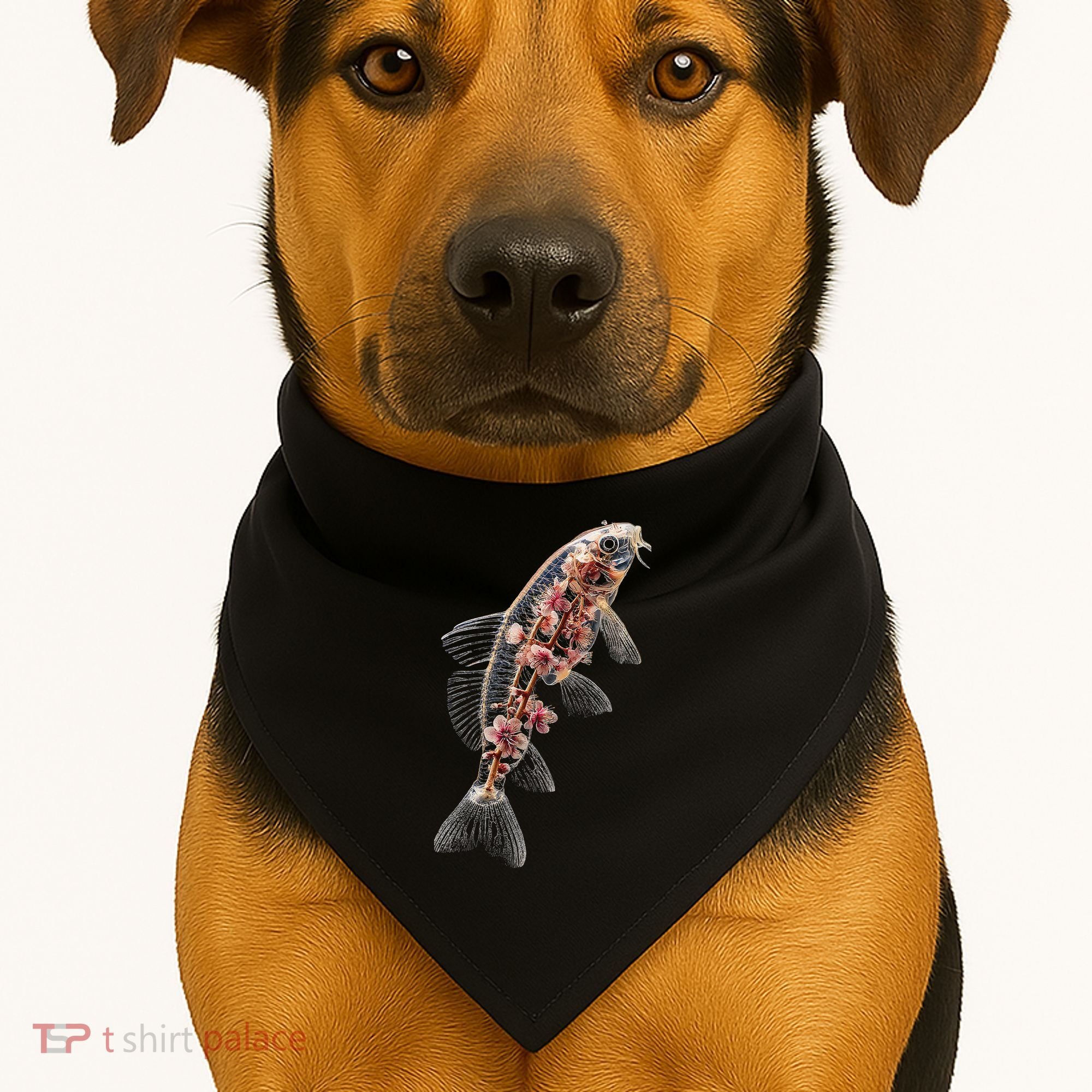 Cherry Blossom Fish Tranquil Waters Fusion USA-Made Doggie Bandana